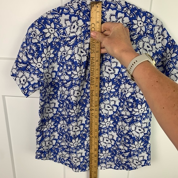 NEW Crewcuts Boys Size 8 Linen Blend Hawaiian Shirt Button Front Blue Floral - Picture 6 of 7